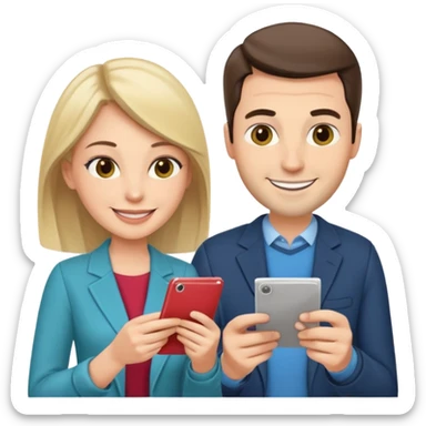 casually dressed stylish husband and wife in their 30ss avatars reviewing their finances together  sticker