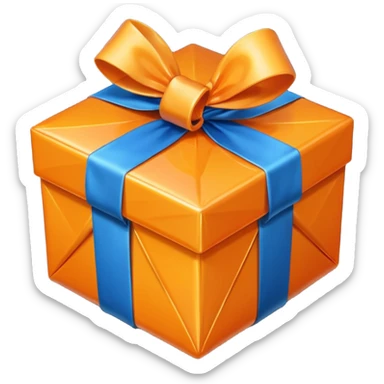 orange diamond gift box with blue ribbon sticker