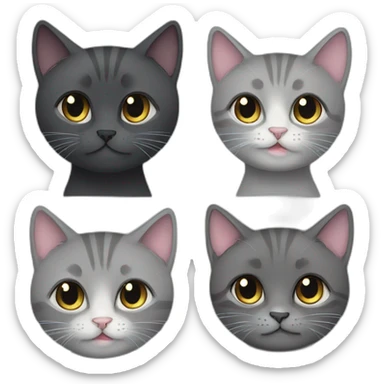 grey british cat cute with a girl with dark hair and a boy with dark hair who love eachother sticker
