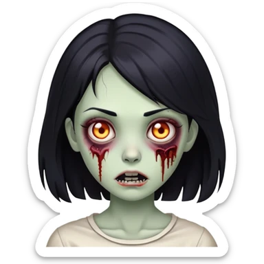zombie girl with black hair sticker