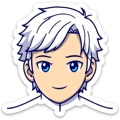 Satoru Gojo anime character with white hair and blue eyes sticker