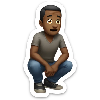 man on knees in disbelief  sticker