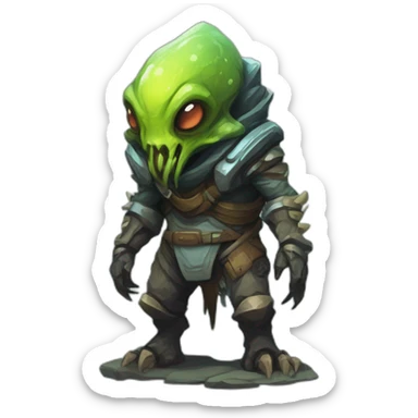 alien mountain creature scifi roguelike rpg style inspired by slay the spire digital art sticker