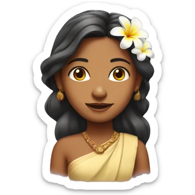Indian girl with one plumeria  in hair sticker