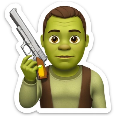 Shrek holding a Glock 19 sticker