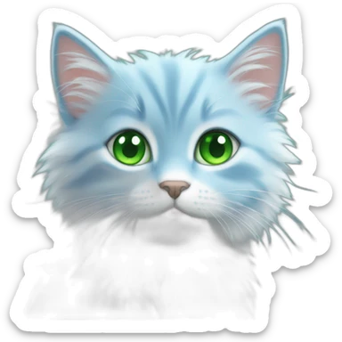 A fluffy blue kitten with mesmerizing green eyes sticker