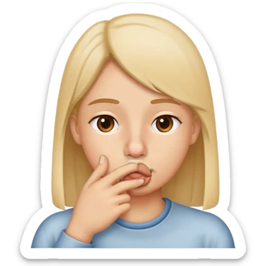 a person sucking a nose sticker