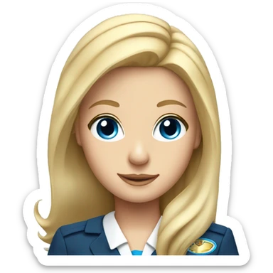 long blonde hair blue eyed girl flight attendant sticker
