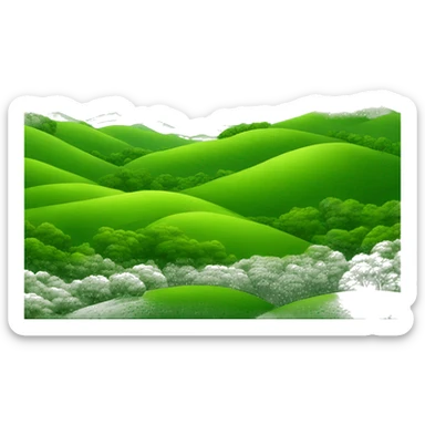 Rolling green hills with oak trees sticker