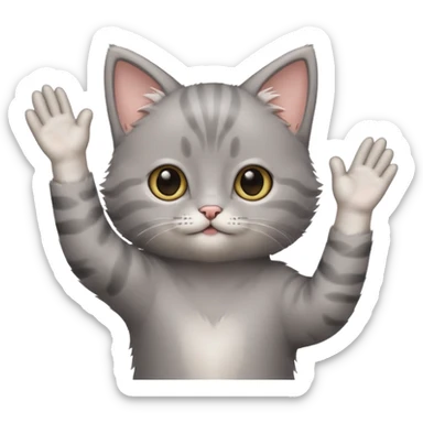 Cute Gray kitten with arms up  sticker