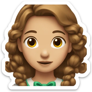 Girl with bow in her brown hair sticker