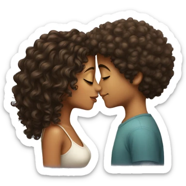 latina girl and curly haired boy kissing sticker