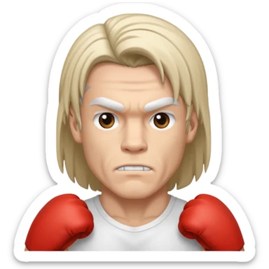 White  boxer with a long mullet haircut sticker