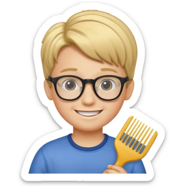 Kid with comb hair and glasses  sticker