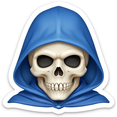 skull wearing blue hood and cloak and mask sticker