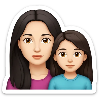 Mother and daughter with Light skinned and Long Dark Hair, twentysix and fourtyfour years old sticker