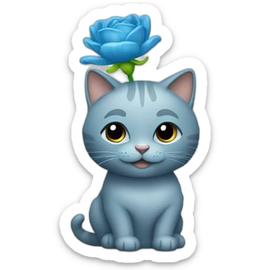 la tête d'un chat qui sort d'un vase bleu sticker