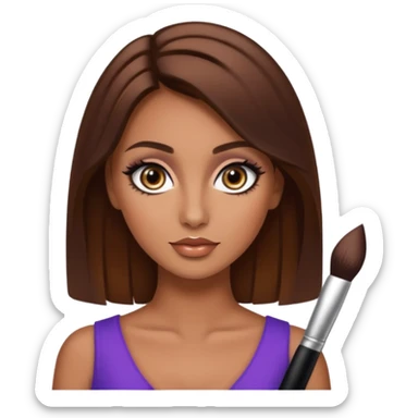 big dark eyes and tanned skin brown hair glamorous  sticker