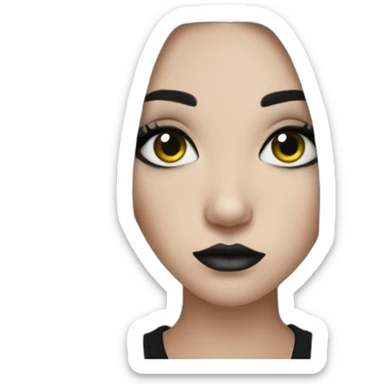 Goth girl long black hair middle part lashes sticker