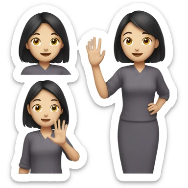 asian girl waving her hand sticker
