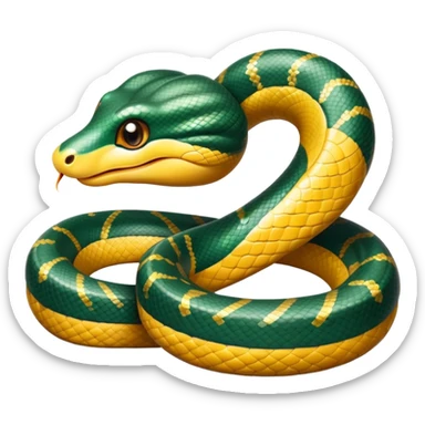 cinematic-cute-anaconda-portrait-emoji,-head-tilted-playfully-and-inquisitively,-with-a-sleek,-shimmering-body-adorned-with-detailed-scale-sriped patterns-and-round,-sparkling-eyes-full-of-wonder,-simplified-yet-irresistibly-adorable-features sticker