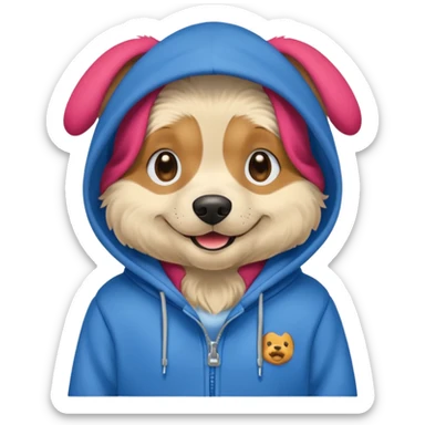 Dog wearing hoodie sticker