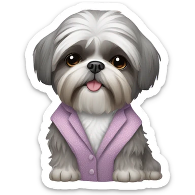 Grey Shih Tzu wearing clothes  sticker