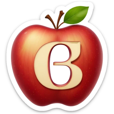 O like empty apple inside letter B sticker