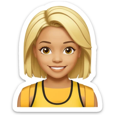 Tionne T-Boz Watkins short with long front blonde hair, yellow tank top sticker