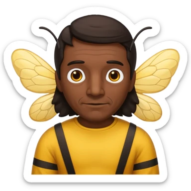 cabeza de señor mexicano, viejo, agregale un cuerpo de abeja, el pelo del señor hazlo oscuro,haz que el cuerpo sea de abeja y la acabeza del señor sticker