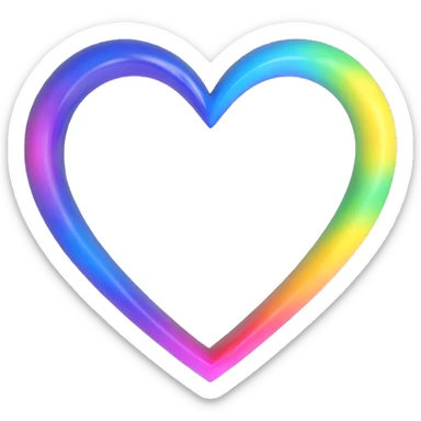 3D emoji style rainbow heart with holographic shimmer sticker