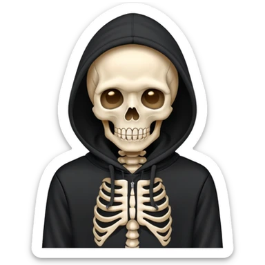 Skeleton wearing a black hoodie and a fire background  sticker