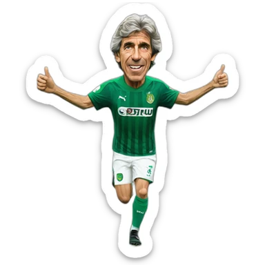 Hiperrealist Manuel pellegrini celebration goal with betis tshirt sticker