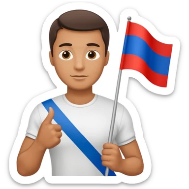 realistic man with russian flag in hand sticker