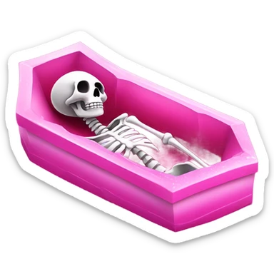 Skeleton inside a hot pink coffin that is crystalized  sticker