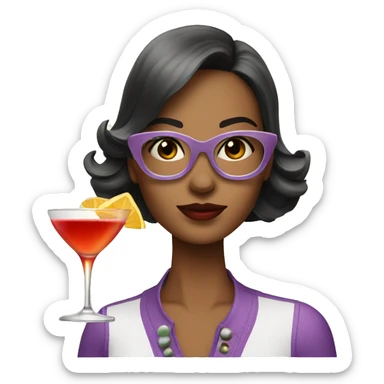 Stylish girl drinking cocktail sticker