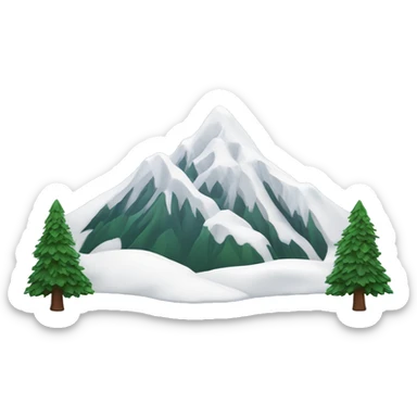 snowy mountain with pine trees  sticker