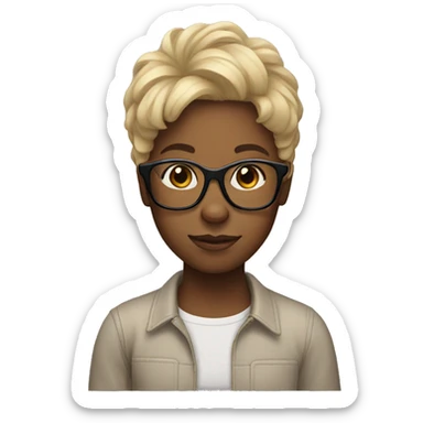 Sister with glasses and boy hair sticker