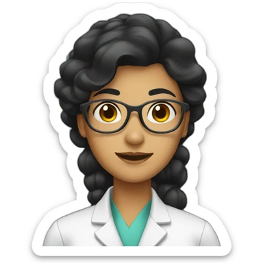 female chemist with black hair sticker