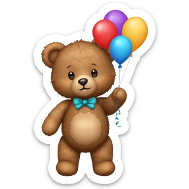 Teddy bear with colourful balloon in hand sticker