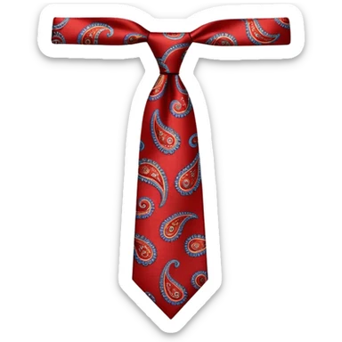 Tie, red, paisley pattern rolled sticker