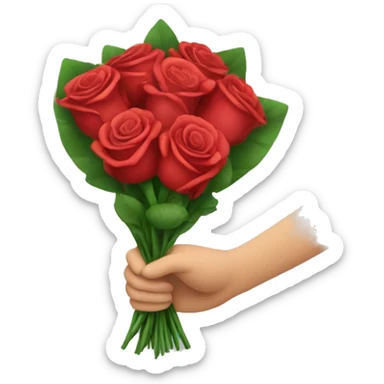 A hand giving a bouquet of roses  sticker