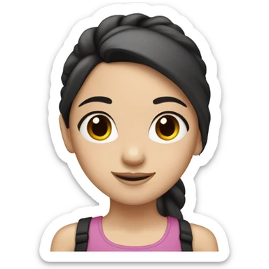 girl with brown eyes and pale skin has black hair in a ponytail sticker