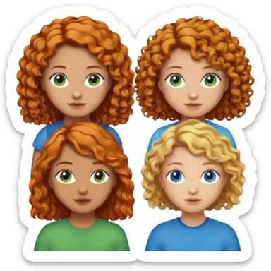 4 best friends 1 with orange brown hair and tan skin one with curly blonde hair and blue eyes one with short hair and one with brown and blonde hair and green eyes sticker