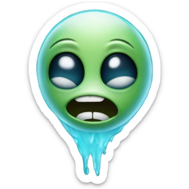 Alien face holding back happy tears really happy sticker