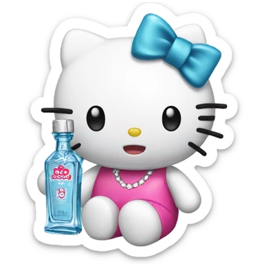 Hello kitty Crying sad tears with tequila hello kitty sticker