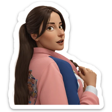 realistic portrait of brown-haired girl sticker