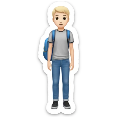 university student full body boy sticker