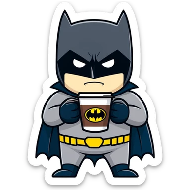 Batman holding coffee cup  sticker