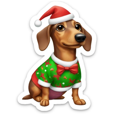 sausage dog wearing christmas pjs sticker